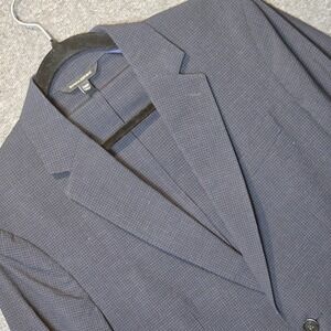 Banana Republic Blazer Mens 38R Blue Slim Fit Performance Wool Seersucker Check